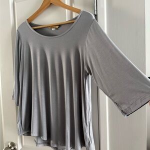 Gray 3/4 Sleeve Women's Top Lagenlook Classic Capsule Wardrobe